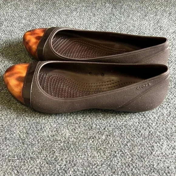 Crocs Tortoise Cap Toe Flats Ballet Slip On - Picture 2 of 7